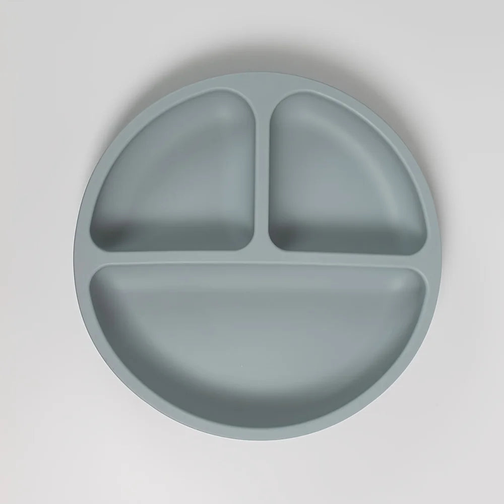 Piatto Svezzamento in Silicone con 4 Ventose – Piatto Pappa Antiscivolo a 3 Scomparti