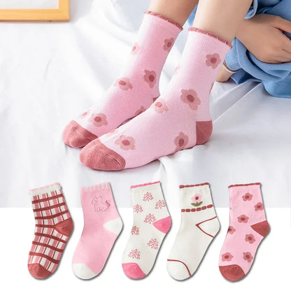 Set 5 Paia di Calzini Fantasia in Cotone per Bambini