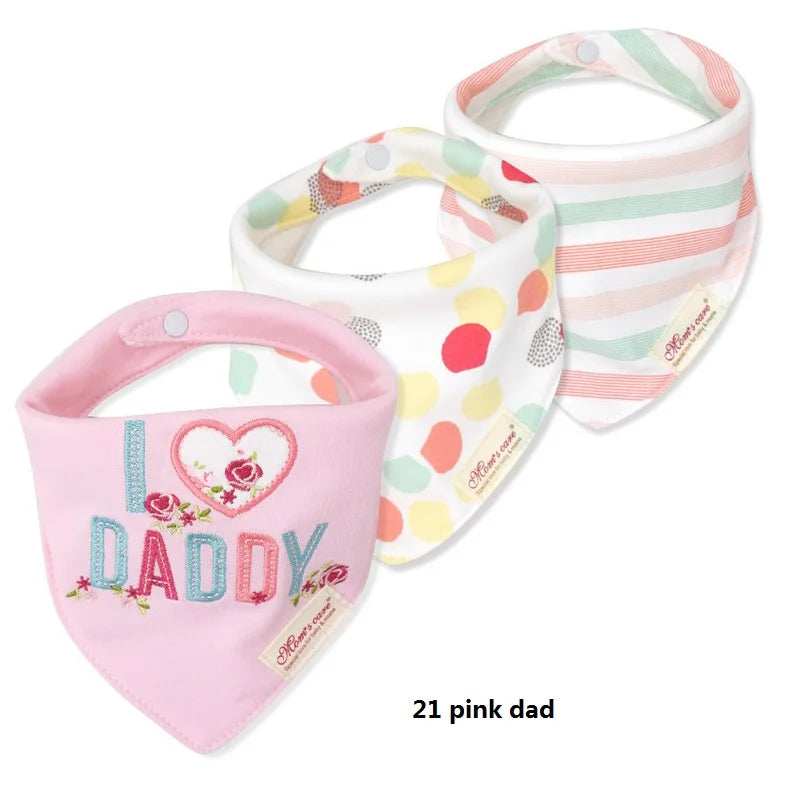 Set 3 Bavaglini Bandana Neonato in Cotone Morbido con Fantasie – Bavette Assorbenti Unisex per Maschietto e Femminuccia 0-12 Mesi