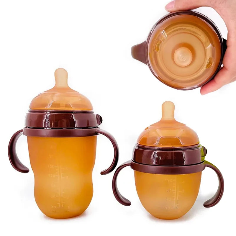 Biberon con Tettarella Effetto Seno in Silicone – Senza BPA e con Manici 150 e 250 ml