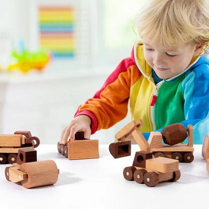 Veicoli in Legno Naturale – Gioco di Ruolo Educativo per Bambini 3+ Anni