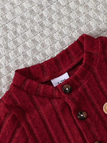 Tutina in Maglia per Neonati Autunno/Inverno con Cappellino Coordinato e Bottoni Frontali
