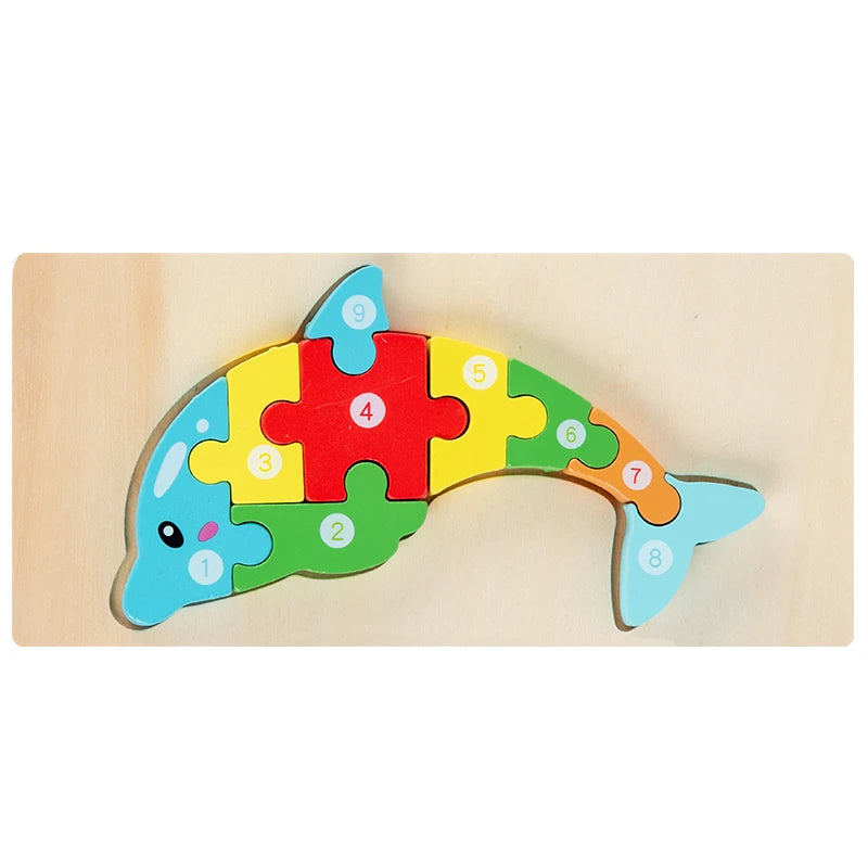 Puzzle Educativo in Legno per Bambini – Gioco a Incastro con Numeri e Animali