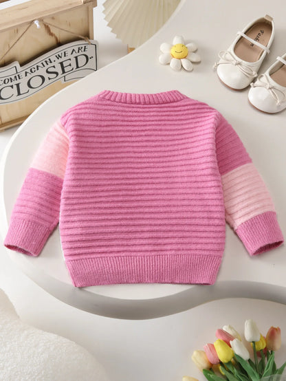 Cardigan Bambina in Maglia di Cotone con Cuori – Scollo a V e Bottoni