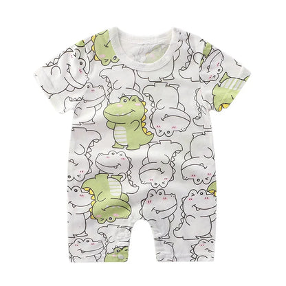 Pagliaccetto in Cotone per Neonato – Tutina a Maniche Corte con Stampe, Body Intero Unisex per Neonati