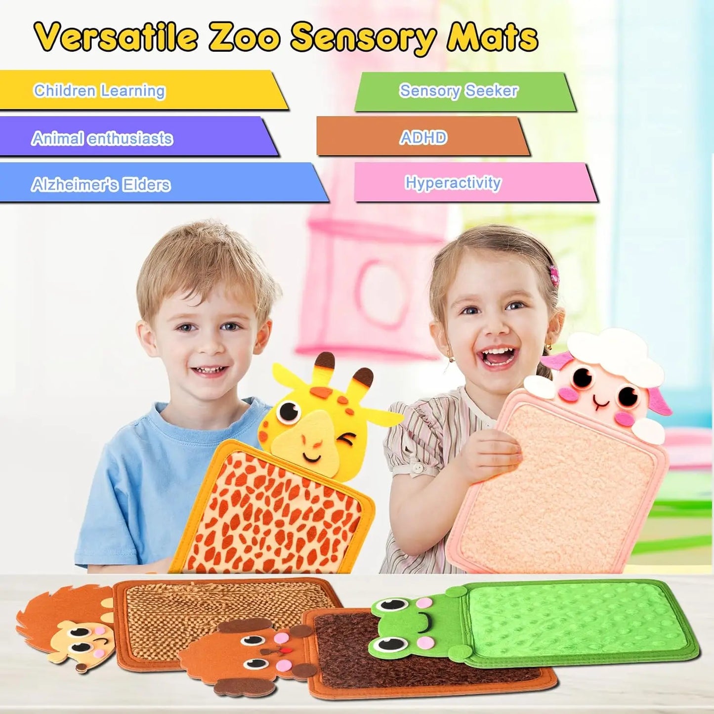 Tappetino Sensoriale per Bambini – Gioco Tattile Educativo con Texture e Animali, Sviluppo Sensoriale e Motricità Fine