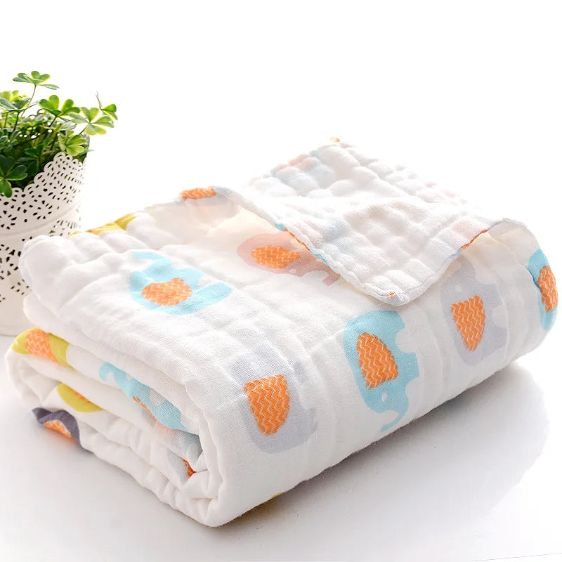 Telo Bagnetto in Garza di Cotone 4 Strati 70×90 cm per Neonati e Bambini