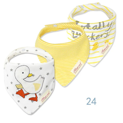 Set 3 Bavaglini Bandana Neonato in Cotone Morbido con Fantasie – Bavette Assorbenti Unisex per Maschietto e Femminuccia 0-12 Mesi