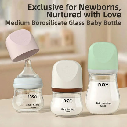 Biberon Anticolica in Vetro Borosilicato con Tettarella in Silicone Liquido – 80/160 ml
