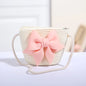 Borsetta Bambina a Tracolla in Paglia con Maxi Fiocco – Mini Borsa con Zip 14 × 12 cm