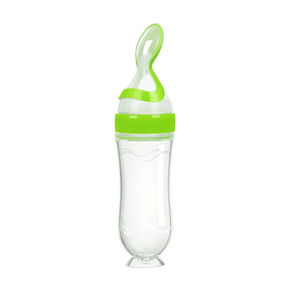 Cucchiaio Dosatore per Pappa 90 ml – Biberon Spremibile in Silicone per Svezzamento con Supporto