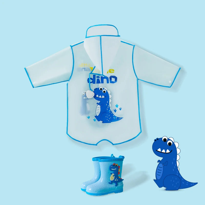 Impermeabile Bambini in PVC con Cappuccio e Visiera Trasparente – Giacca Antipioggia con Dettagli Riflettenti