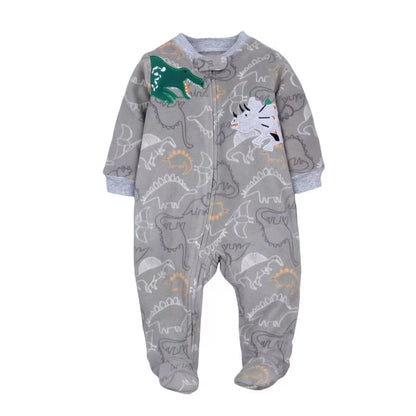 Tutina Calda in Pile con Cerniera e Stampe Animali per Bambini