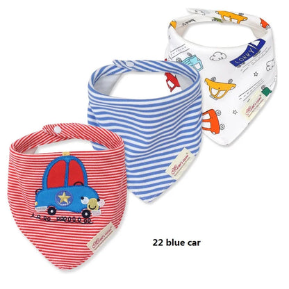 Set 3 Bavaglini Bandana Neonato in Cotone Morbido con Fantasie – Bavette Assorbenti Unisex per Maschietto e Femminuccia 0-12 Mesi