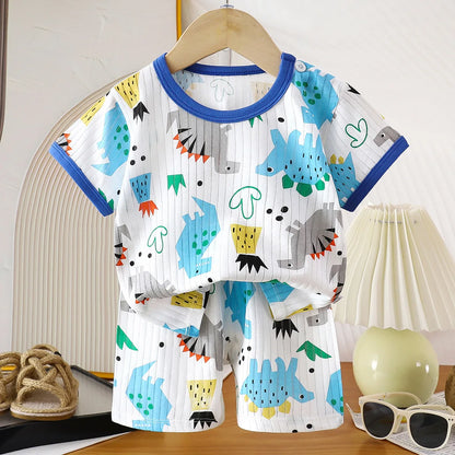 Pigiama Bambino Leggero 2 Pezzi con T-Shirt e Pantaloncini Fantasia