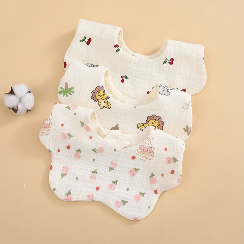 Set da 3 Bavaglini in Mussola di Cotone a Fiore – Morbidi, Assorbenti e Delicati sulla Pelle