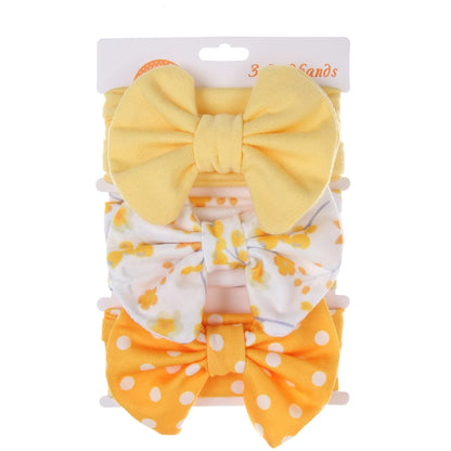 Set 3 Fasce Elastiche con Fiocco per Neonata e Bambina