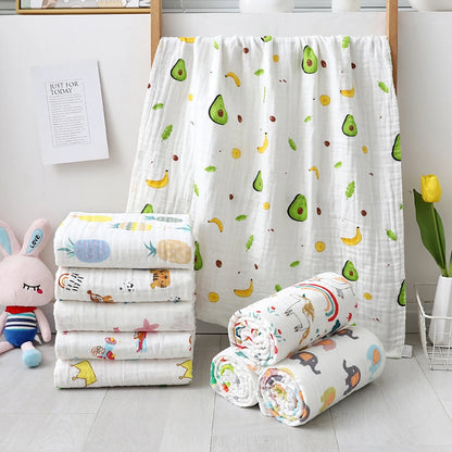 Telo Bagnetto in Garza di Cotone 4 Strati 70×90 cm per Neonati e Bambini