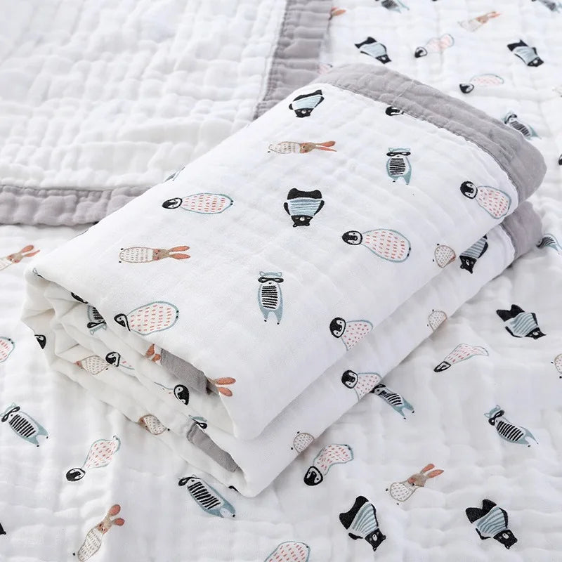 Copertina Neonato in Garza di Cotone 6 Strati 110×110 cm – Leggera, Traspirante e Morbida