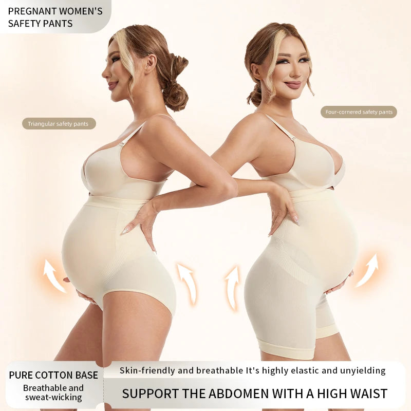 Boxer Premaman a Vita Alta Senza Cuciture – Slip Intimo Gravidanza Elasticizzato con Fascia Addominale