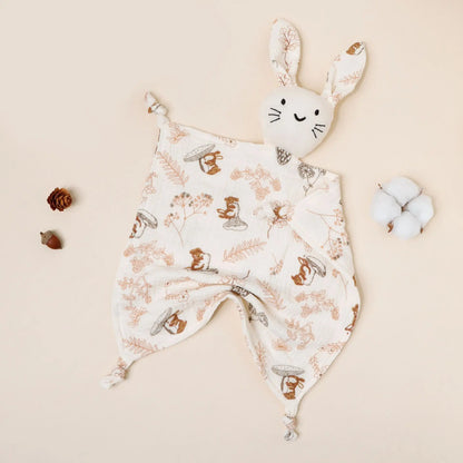 Copertina Doudou per Neonati in Mussola di Cotone – Coniglietto con Orecchie a Fantasia