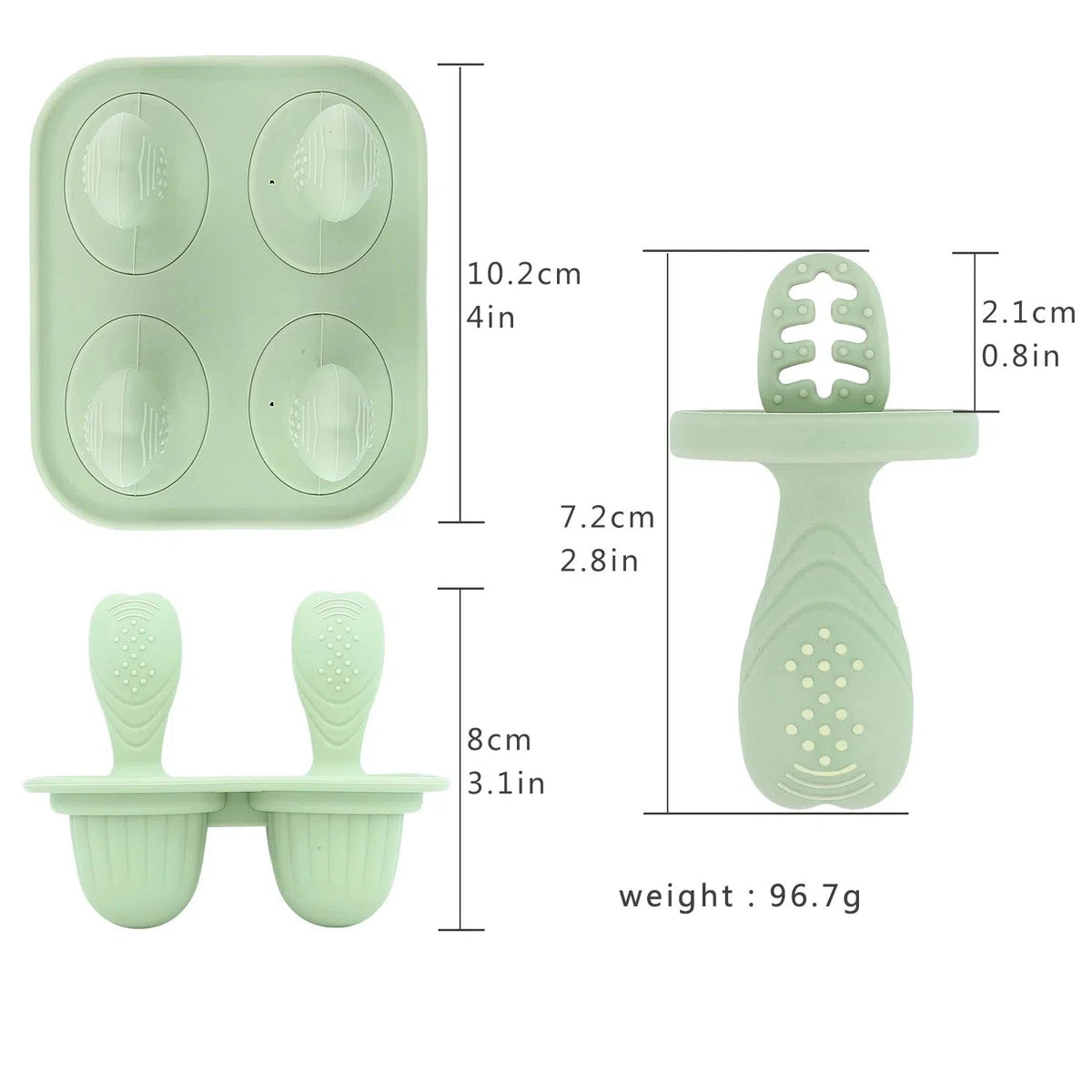 Stampi per Mini Ghiaccioli Bambini in Silicone – Set Riutilizzabile con Manici per Frutta, Yogurt e Latte Materno