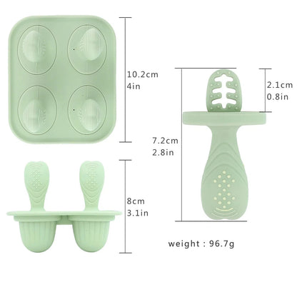 Stampi per Mini Ghiaccioli Bambini in Silicone – Set Riutilizzabile con Manici per Frutta, Yogurt e Latte Materno