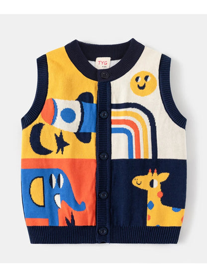 Gilet Bambino in Maglia con Bottoni – Cardigan Smanicato Primavera Autunno