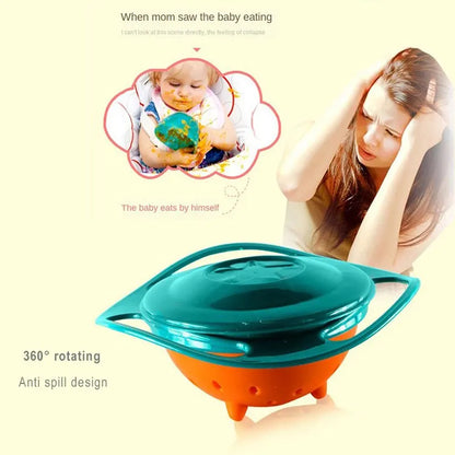 Ciotola Pappa Antirovesciamento per Bambini – Piatto Rotante a 360° con Manici e Coperchio