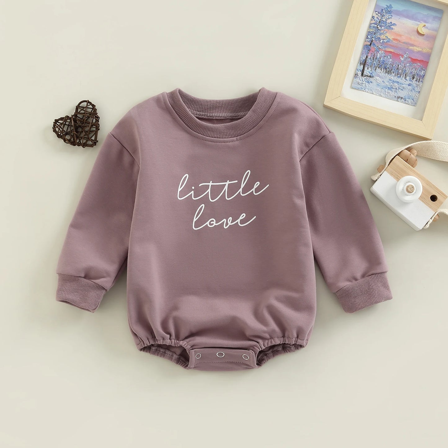 Body Felpato Neonato in Cotone "Little Love" a Maniche Lunghe | Unisex Autunno Primavera