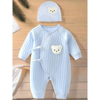 Tutina Kimono in Cotone per Neonati e Bambini con Cappellino – Maniche Lunghe (0-12 mesi)