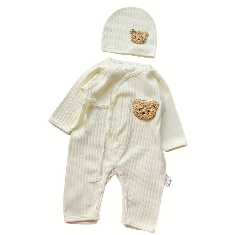 Tutina Kimono in Cotone per Neonati e Bambini con Cappellino – Maniche Lunghe (0-12 mesi)