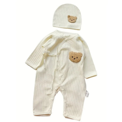 Tutina Kimono in Cotone per Neonati e Bambini con Cappellino – Maniche Lunghe (0-12 mesi)