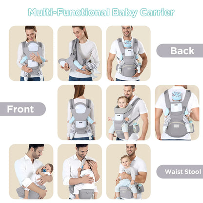 Marsupio Ergonomico Multifunzione con Hip Seat – Porta Bebè Regolabile e Traspirante 3–36 Mesi