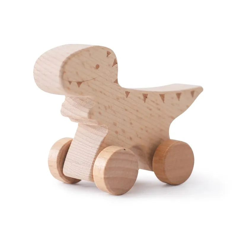 Dinosauri Giocattolo in Legno con Ruote – Gioco Educativo e Creativo per Bambini