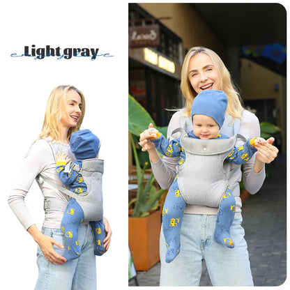 Marsupio Ergonomico 4 Posizioni per Neonati e Bambini – Imbracatura Regolabile con Supporto Lombare