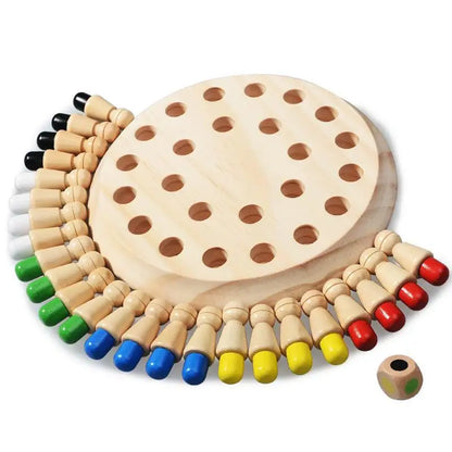 Gioco di Memoria in Legno con Colori e Dado – Gioco Educativo Cognitivo 4+ Anni