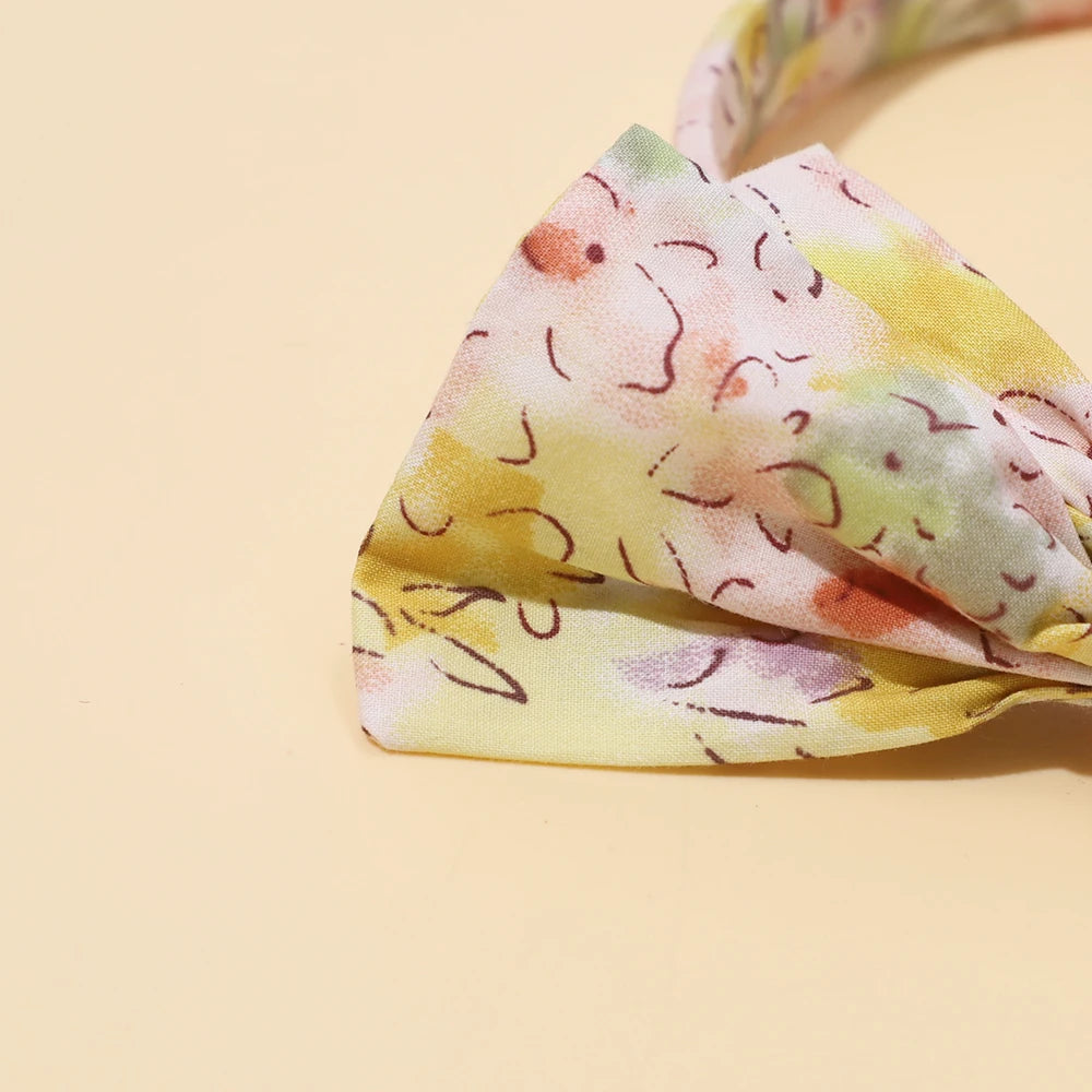 Cerchietto per Capelli Bambina con Fiocco e Fantasia Floreale Retrò