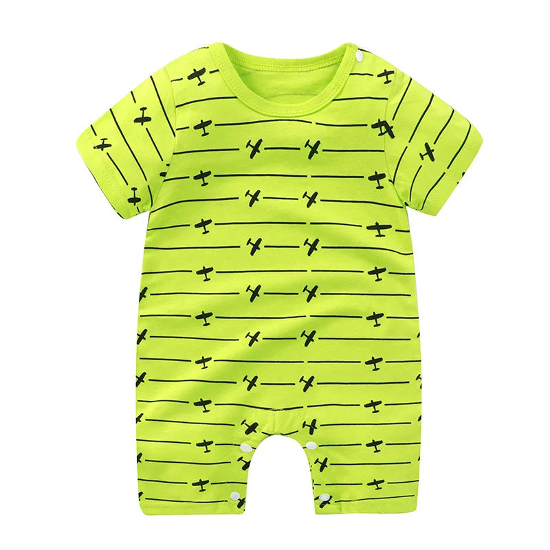 Pagliaccetto in Cotone per Neonato – Tutina a Maniche Corte con Stampe, Body Intero Unisex per Neonati