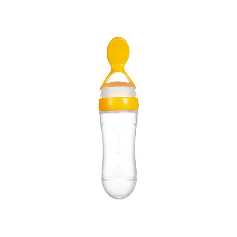 Cucchiaio Dosatore per Pappa 90 ml – Biberon Spremibile in Silicone per Svezzamento con Supporto