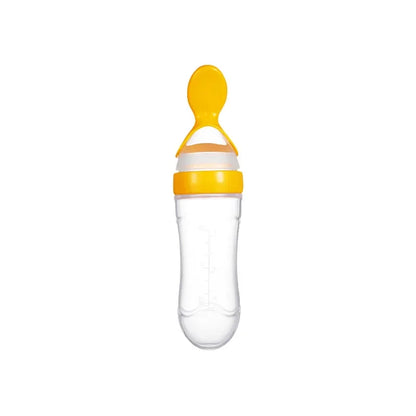 Cucchiaio Dosatore per Pappa 90 ml – Biberon Spremibile in Silicone per Svezzamento con Supporto