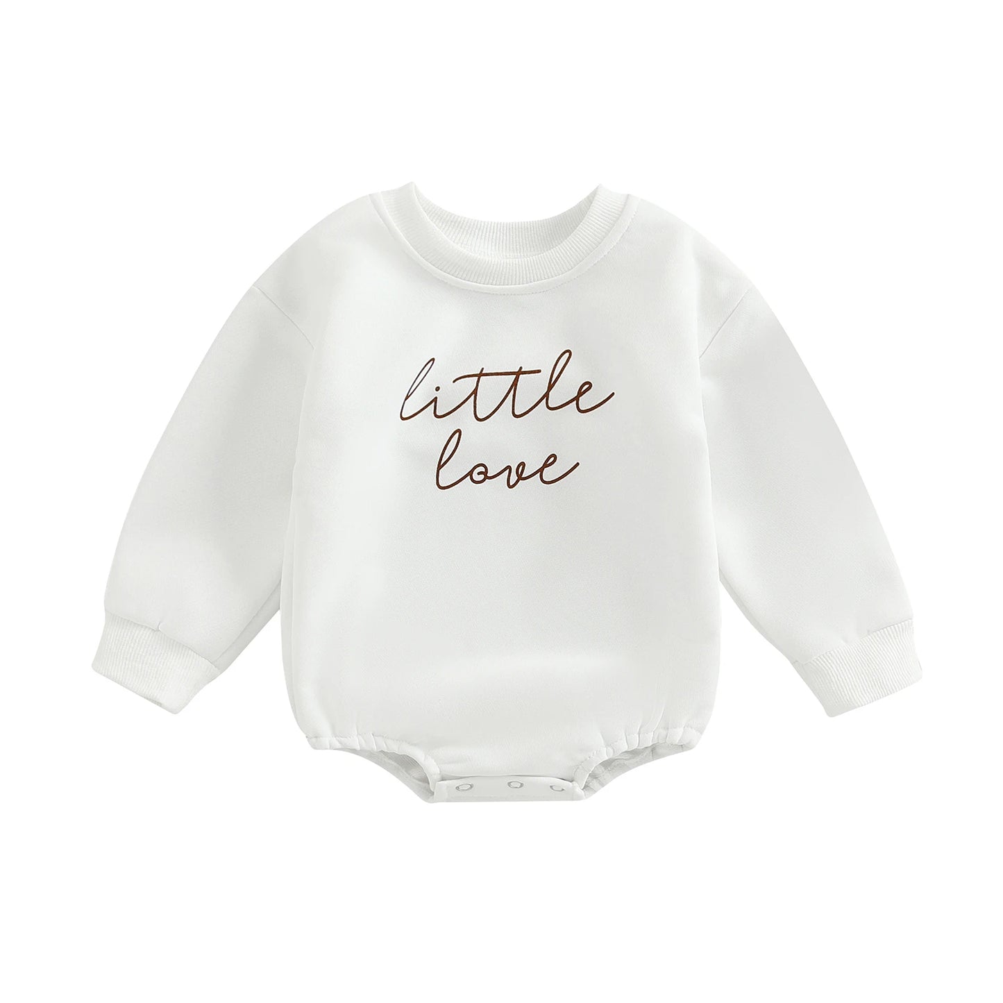 Body Felpato Neonato in Cotone "Little Love" a Maniche Lunghe | Unisex Autunno Primavera