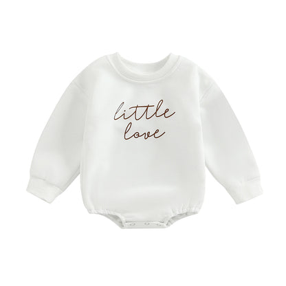 Body Felpato Neonato in Cotone "Little Love" a Maniche Lunghe | Unisex Autunno Primavera