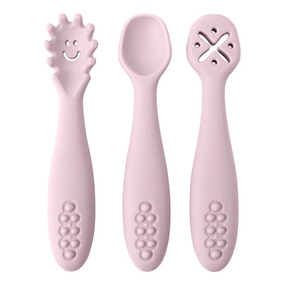 Set 3 Posatine in Silicone per Svezzamento e Autosvezzamento – Prime Posate per Neonato