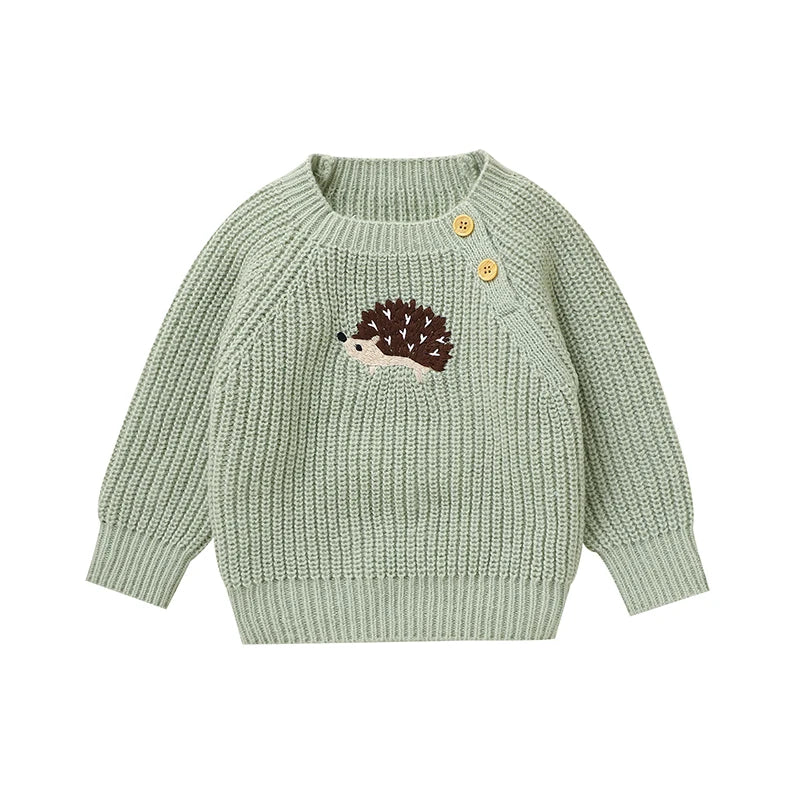 Maglioncino Neonato e Bambino in Morbida Maglia – Pullover a Maniche Lunghe con Bottoncini sulla Spalla