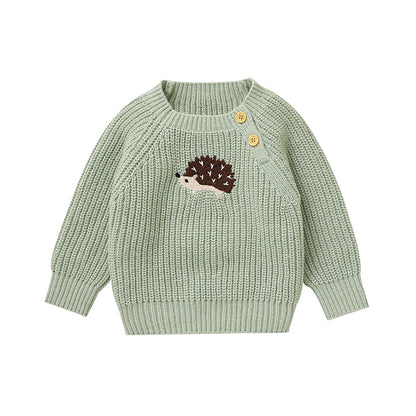 Maglioncino Neonato e Bambino in Morbida Maglia – Pullover a Maniche Lunghe con Bottoncini sulla Spalla
