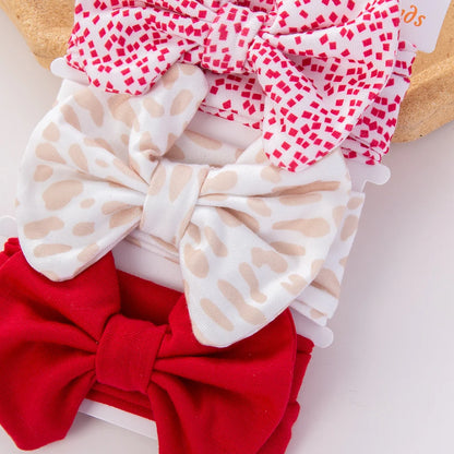 Set 3 Fasce Elastiche con Fiocco per Neonata e Bambina