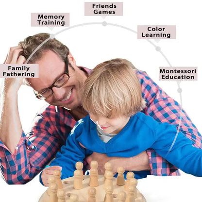 Gioco di Memoria in Legno con Colori e Dado – Gioco Educativo Cognitivo 4+ Anni