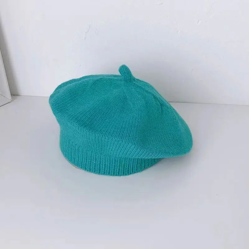 Berretto Basco Bimba in Maglia con Fiore – Autunno Inverno