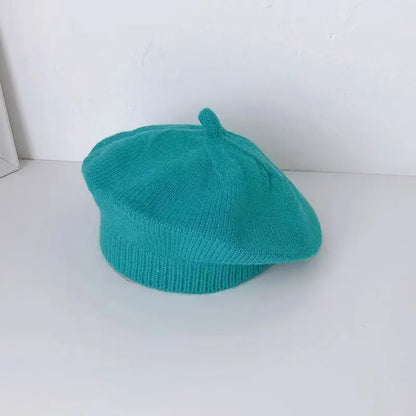 Berretto Basco Bimba in Maglia con Fiore – Autunno Inverno